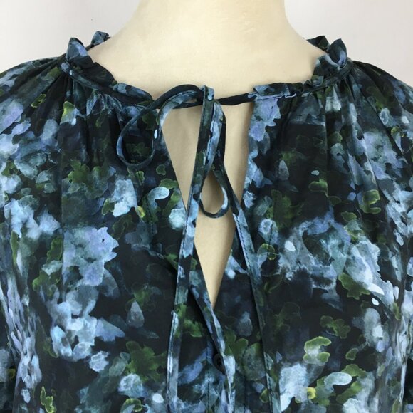 CLOTH & STONE Anthropologie MultiColor Floral Print Tie Collar Button Shirt - Picture 6 of 12